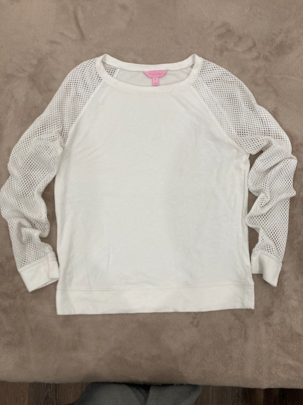 Lilly Pulitzer Luxletic Citron Resort White Mesh Long Sleeve  SZ S